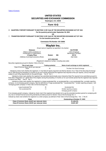 Vorschaubild Wayfair 10-Q Quartalsbericht 2022 