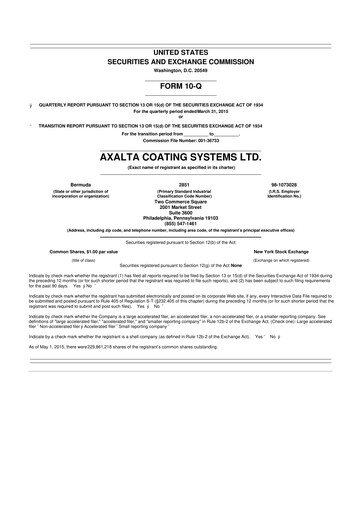 Thumbnail Axalta 10-Q Quarterly Report FY2015 