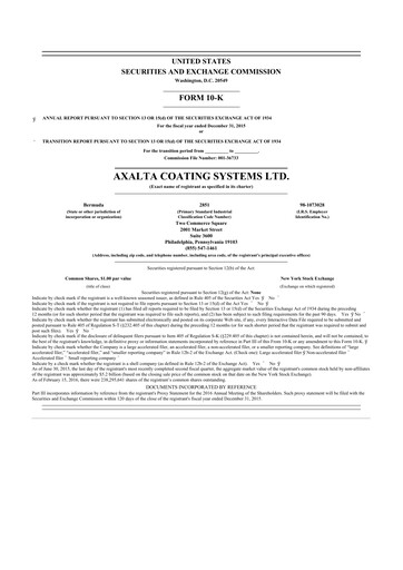 Thumbnail Axalta 10-K Annual Report 2015