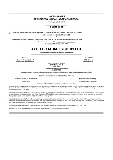 Thumbnail Axalta 10-Q Quarterly Report FY2016 