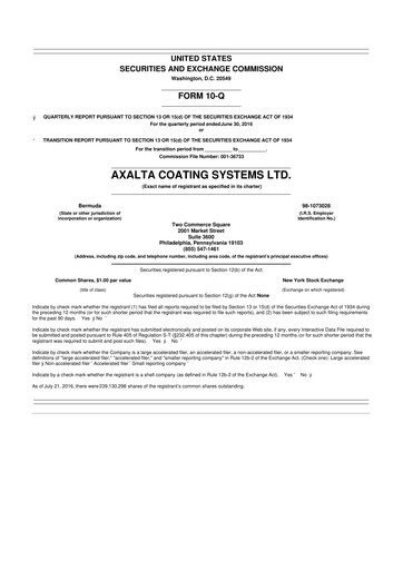 Thumbnail Axalta 10-Q Quarterly Report FY2016 