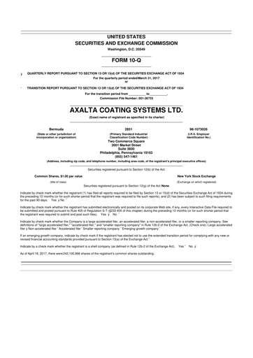 Thumbnail Axalta 10-Q Quarterly Report FY2017 