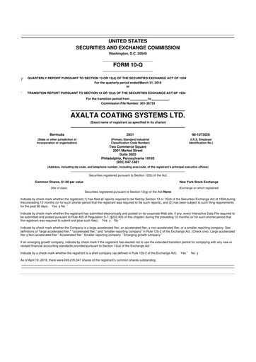 Thumbnail Axalta 10-Q Quarterly Report FY2018 