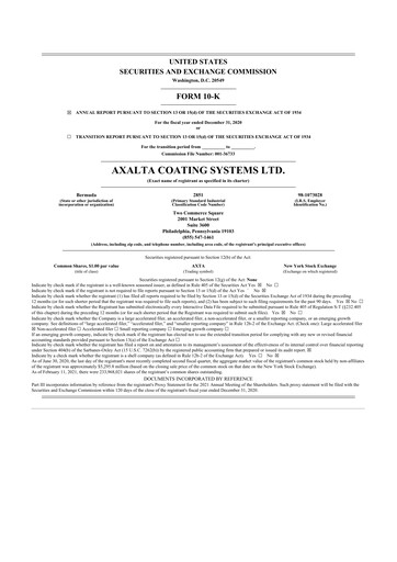 Thumbnail Axalta 10-K Annual Report 2020