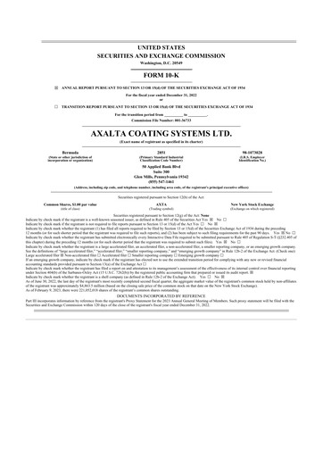 Thumbnail Axalta 10-K Annual Report 2022