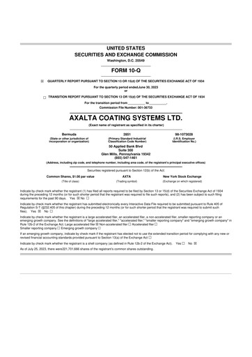 Thumbnail Axalta 10-Q Quarterly Report FY2023 
