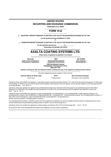 Thumbnail Axalta 10-Q Quarterly Report FY2024 