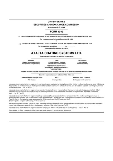 Thumbnail Axalta 10-Q Quarterly Report FY2024 