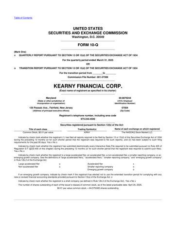Miniature Kearny Financial
 10-Q Rapport trimestriel 2025 