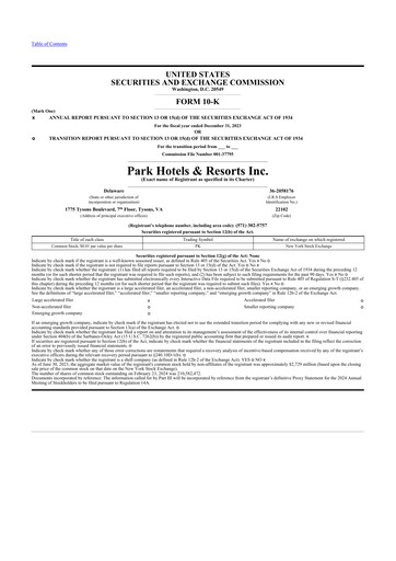 Thumbnail Park Hotels & Resorts

 10-K Annual Report 2023