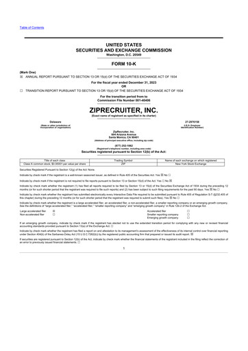 Thumbnail ZipRecruiter 10-K Annual Report 2023