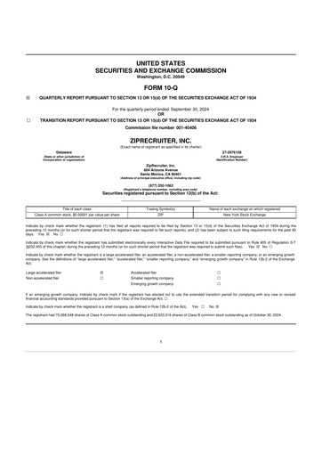 Thumbnail ZipRecruiter 10-Q Quarterly Report FY2024 