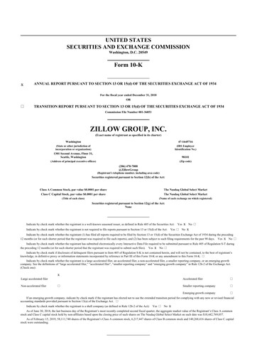 Thumbnail Zillow 10-K Annual Report 2018