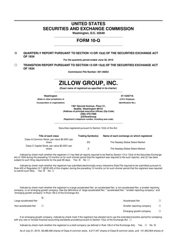 Thumbnail Zillow 10-Q Quarterly Report FY2019 