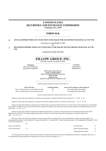 Thumbnail Zillow 10-K Annual Report 2019