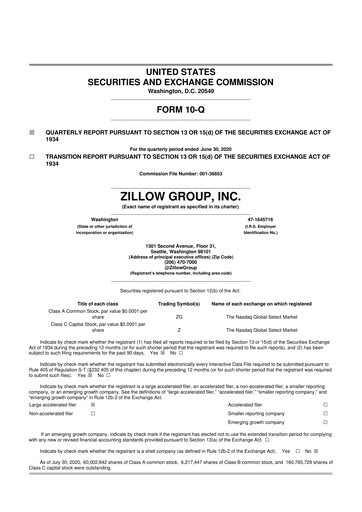 Thumbnail Zillow 10-Q Quarterly Report FY2020 