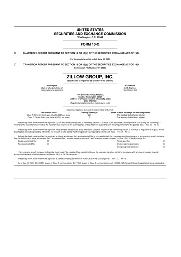 Thumbnail Zillow 10-Q Quarterly Report FY2021 