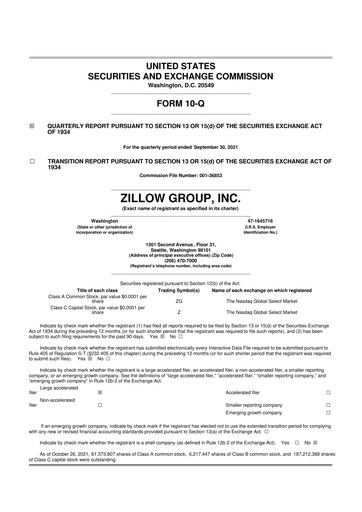 Thumbnail Zillow 10-Q Quarterly Report FY2021 