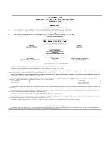 Thumbnail Zillow 10-K Annual Report 2021