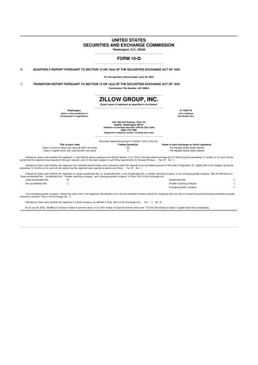 Thumbnail Zillow 10-Q Quarterly Report FY2022 