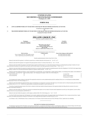 Thumbnail Zillow 10-K Annual Report 2022