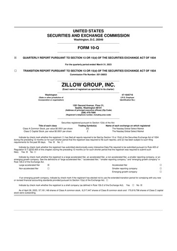 Thumbnail Zillow 10-Q Quarterly Report FY2023 