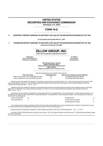 Thumbnail Zillow 10-Q Quarterly Report FY2024 