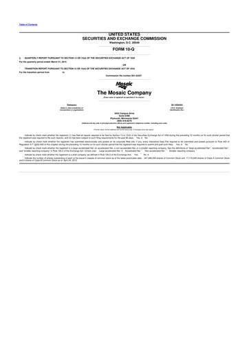 Thumbnail The Mosaic Company 10-Q Quarterly Report FY2015 