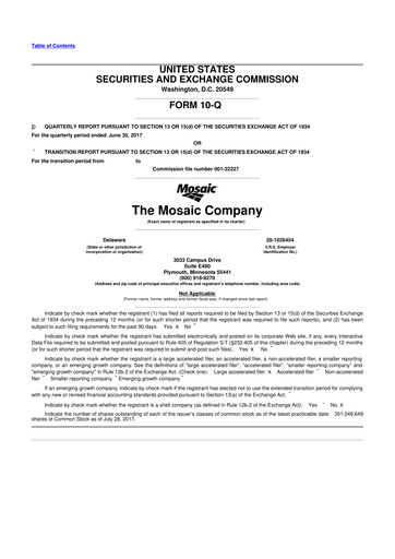 Thumbnail The Mosaic Company 10-Q Quarterly Report FY2017 