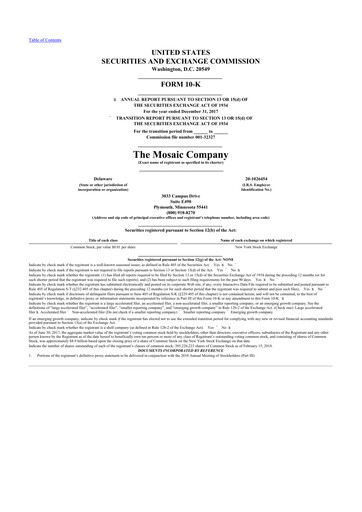 Thumbnail The Mosaic Company 10-K Annual Report 2017