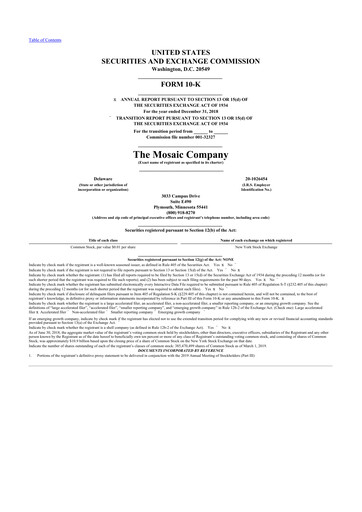 Thumbnail The Mosaic Company 10-K Annual Report 2018