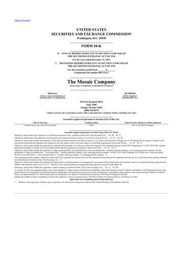 Thumbnail The Mosaic Company 10-K Annual Report 2021