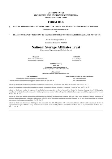 Thumbnail National Storage Affiliates Trust
 10-K Annual Report 2017