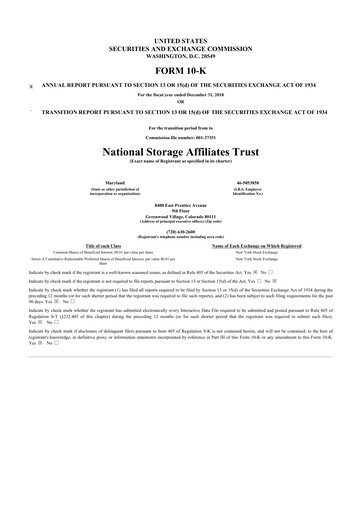 Thumbnail National Storage Affiliates Trust
 10-K Annual Report 2018
