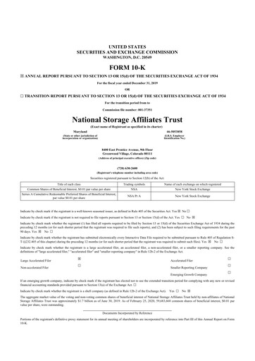 Thumbnail National Storage Affiliates Trust
 10-K Annual Report 2019