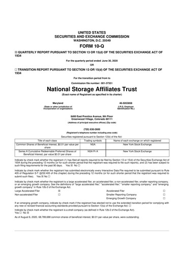 Thumbnail National Storage Affiliates Trust
 10-Q Quarterly Report FY2020 
