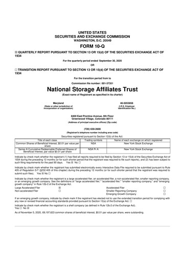 Thumbnail National Storage Affiliates Trust
 10-Q Quarterly Report FY2020 