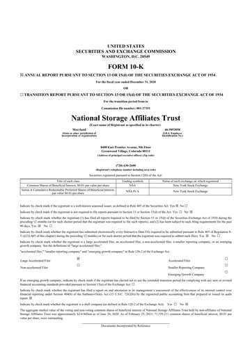 Thumbnail National Storage Affiliates Trust
 10-K Annual Report 2020