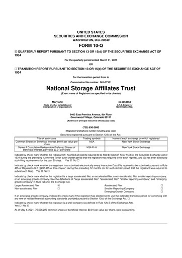 Thumbnail National Storage Affiliates Trust
 10-Q Quarterly Report FY2021 