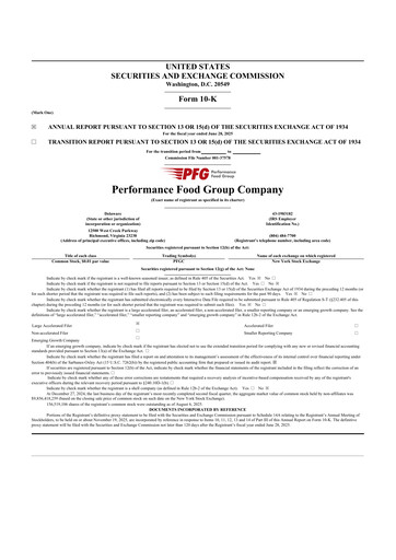 Thumbnail Performance Food Group 10-K Annual Report 