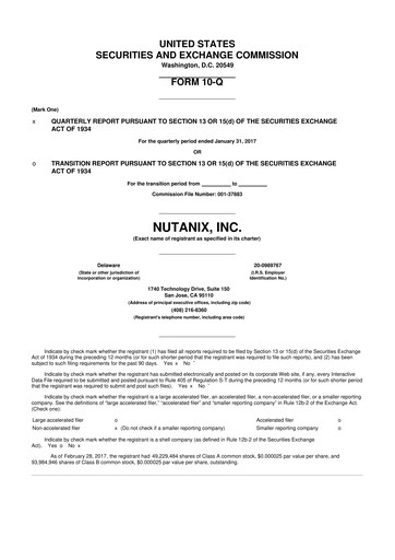 Thumbnail Nutanix 10-Q Quarterly Report FY2017 