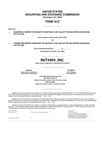 Thumbnail Nutanix 10-Q Quarterly Report FY2017 