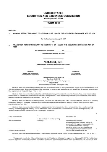 Thumbnail Nutanix 10-K Annual Report 2017