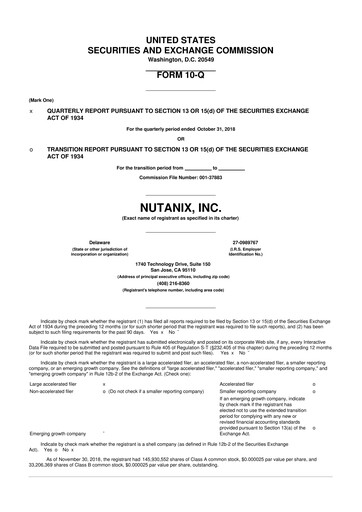 Thumbnail Nutanix 10-Q Quarterly Report FY2019 