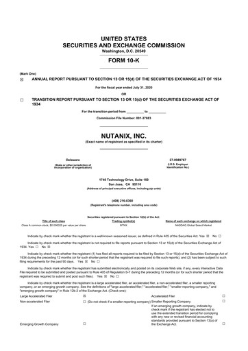 Thumbnail Nutanix 10-K Annual Report 2020