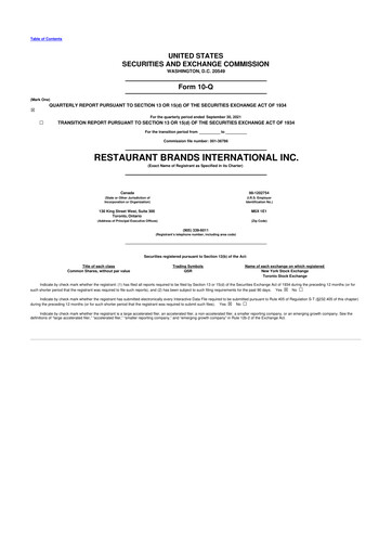 Vorschaubild Restaurant Brands International 10-Q Quartalsbericht 2021 