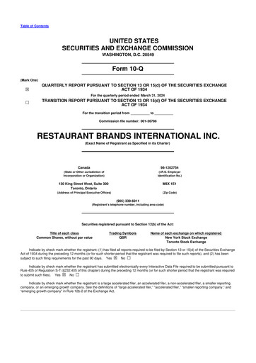 Vorschaubild Restaurant Brands International 10-Q Quartalsbericht 2024 