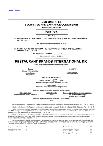 Vorschaubild Restaurant Brands International 10-K Jahresbericht 2025