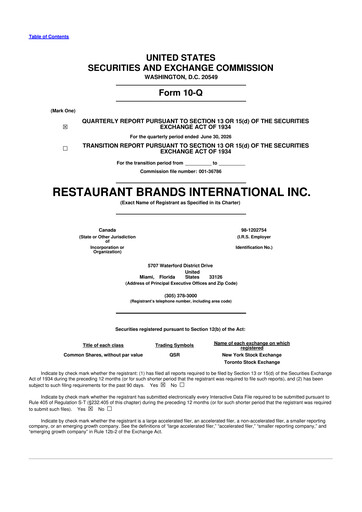 Thumbnail Restaurant Brands International 10-Q Quarterly Report FY2026 
