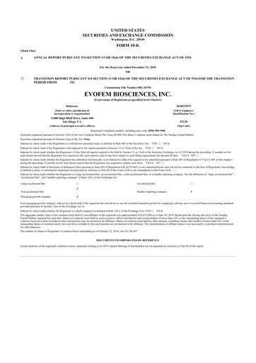 Vorschaubild Evofem Biosciences
 10-K Jahresbericht 2018